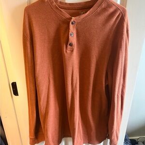 Rust Henley Long Sleeve Shirt